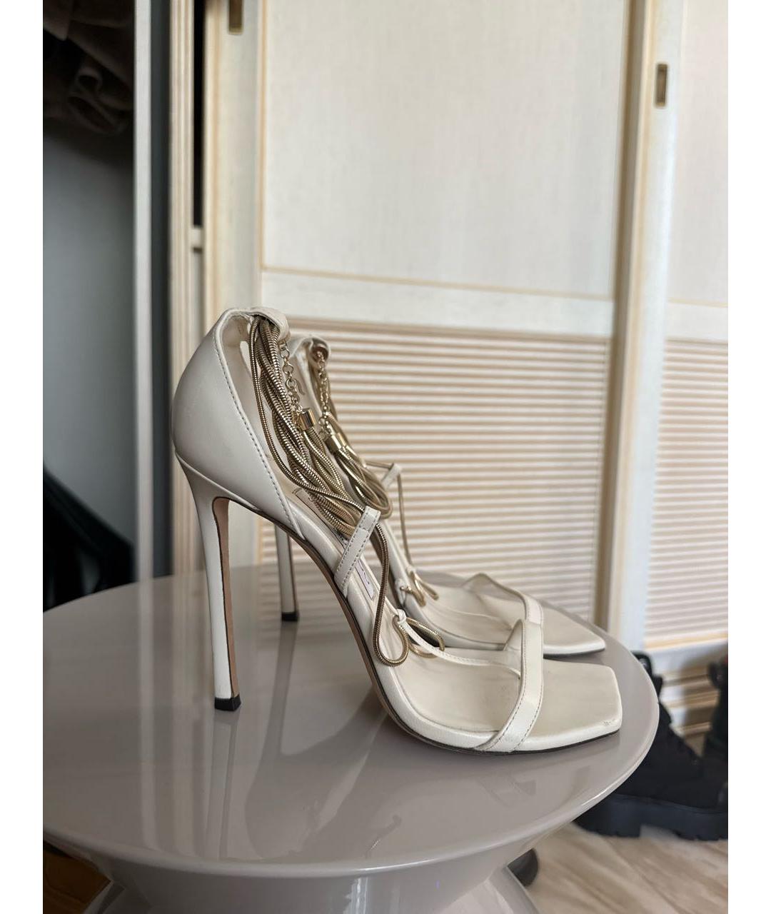 JIMMY CHOO Бежевые кожаные босоножки, фото 7