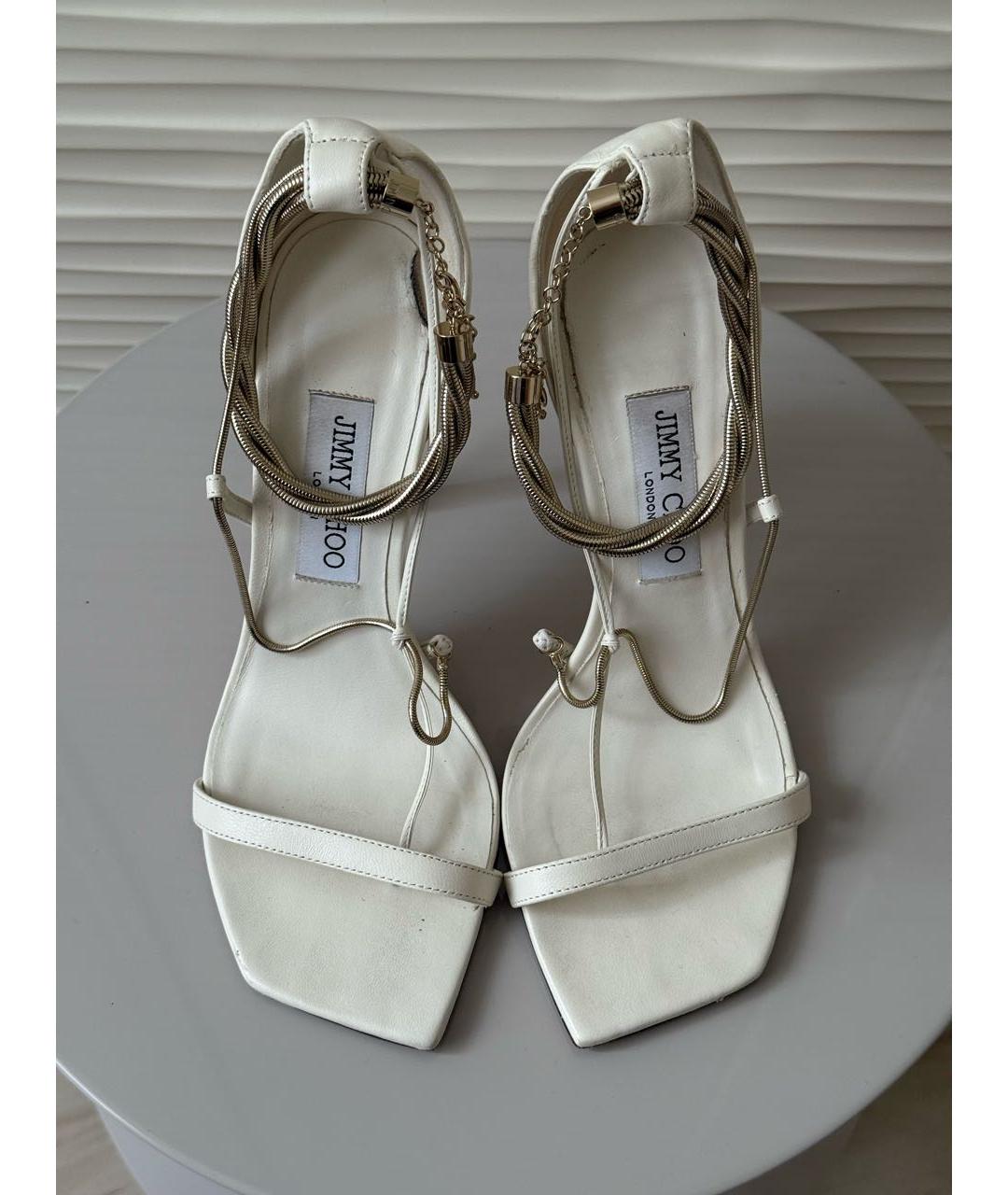 JIMMY CHOO Бежевые кожаные босоножки, фото 4