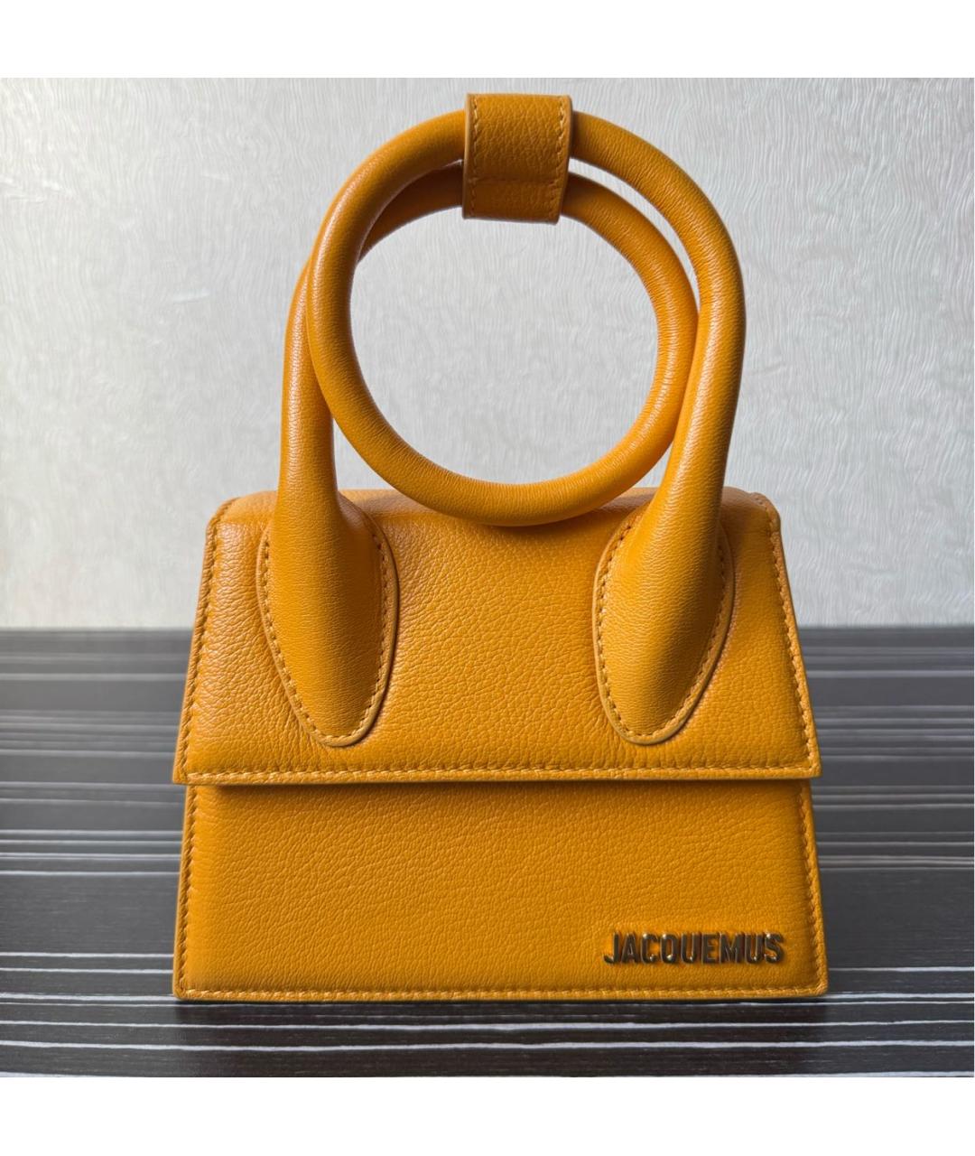 JACQUEMUS Оранжевая кожаная сумка через плечо, фото 9