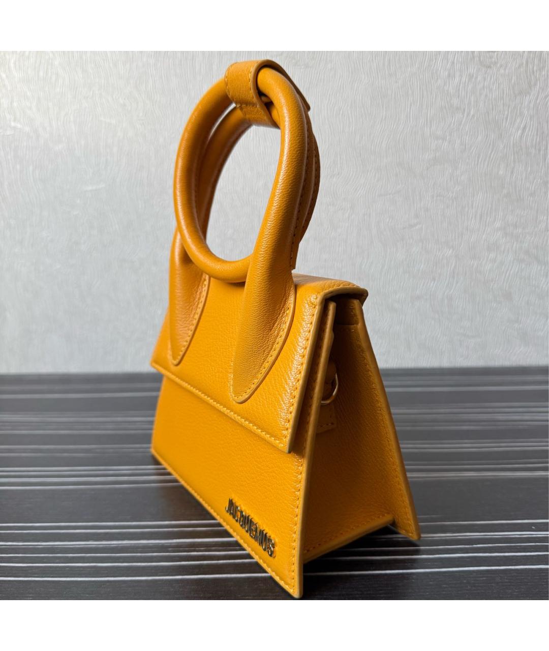 JACQUEMUS Оранжевая кожаная сумка через плечо, фото 2