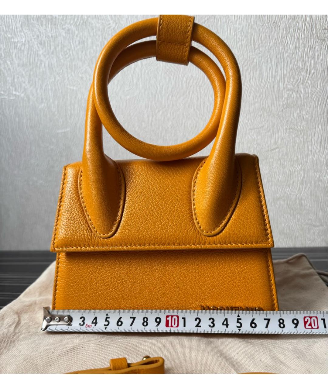 JACQUEMUS Оранжевая кожаная сумка через плечо, фото 7