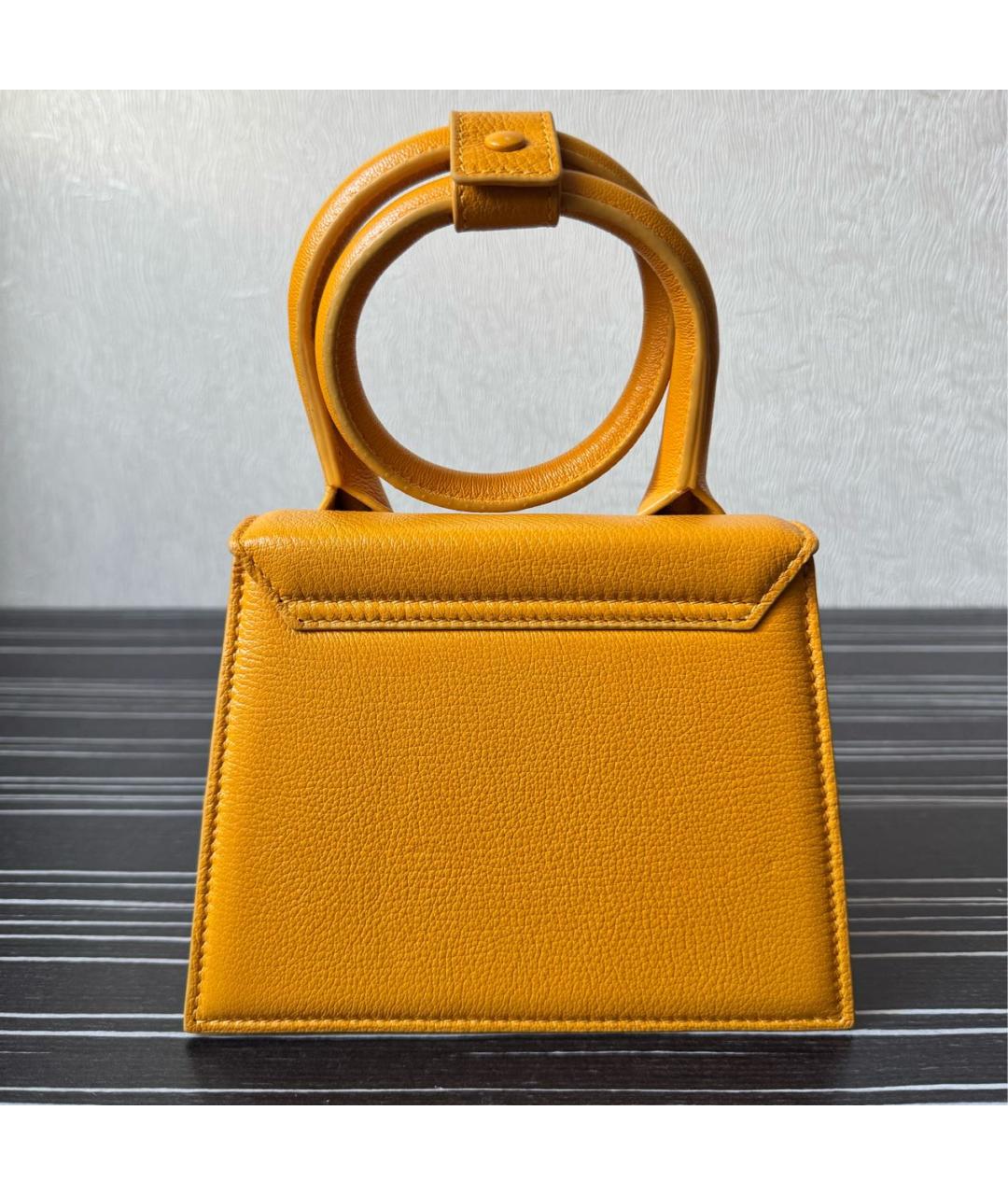 JACQUEMUS Оранжевая кожаная сумка через плечо, фото 3