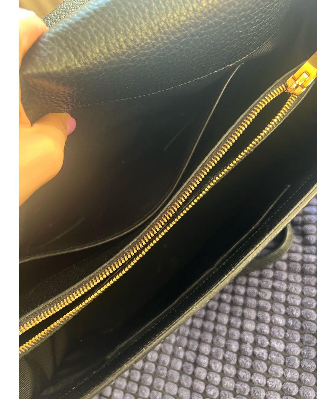 SAINT LAURENT Черная кожаная сумка с короткими ручками, фото 7