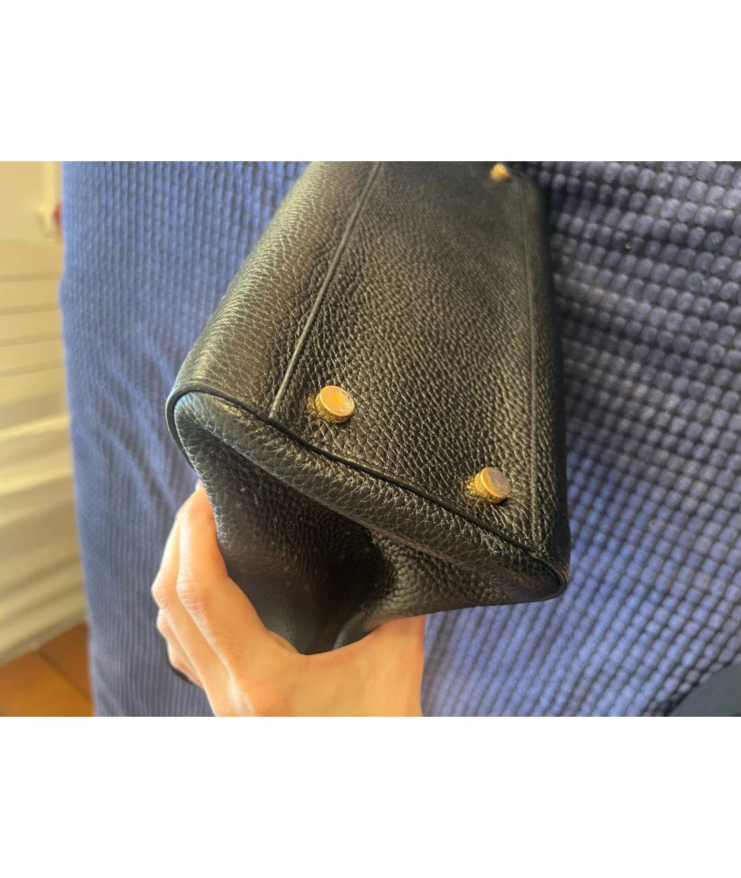 SAINT LAURENT Черная кожаная сумка с короткими ручками, фото 3