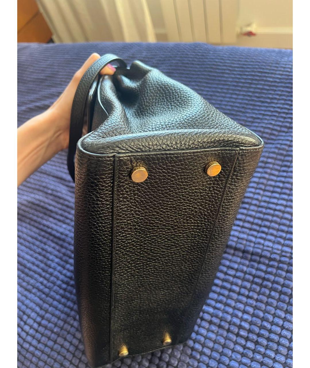 SAINT LAURENT Черная кожаная сумка с короткими ручками, фото 2