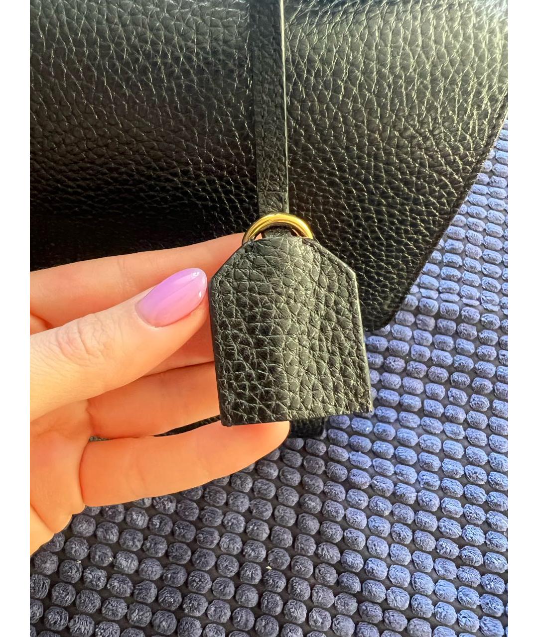 SAINT LAURENT Черная кожаная сумка с короткими ручками, фото 6