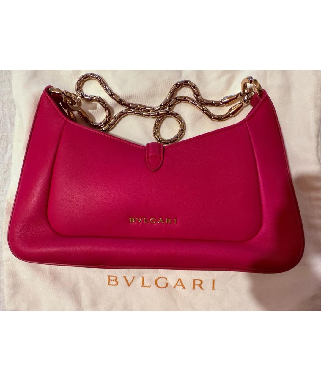 BVLGARI Розовая кожаная сумка с короткими ручками, фото 2