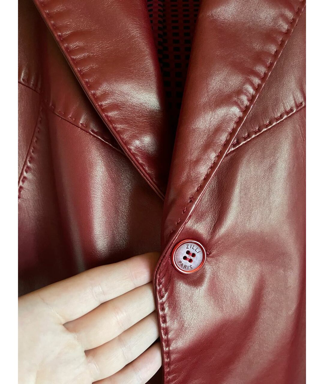 ZILLI Бордовый кожаный пиджак, фото 4