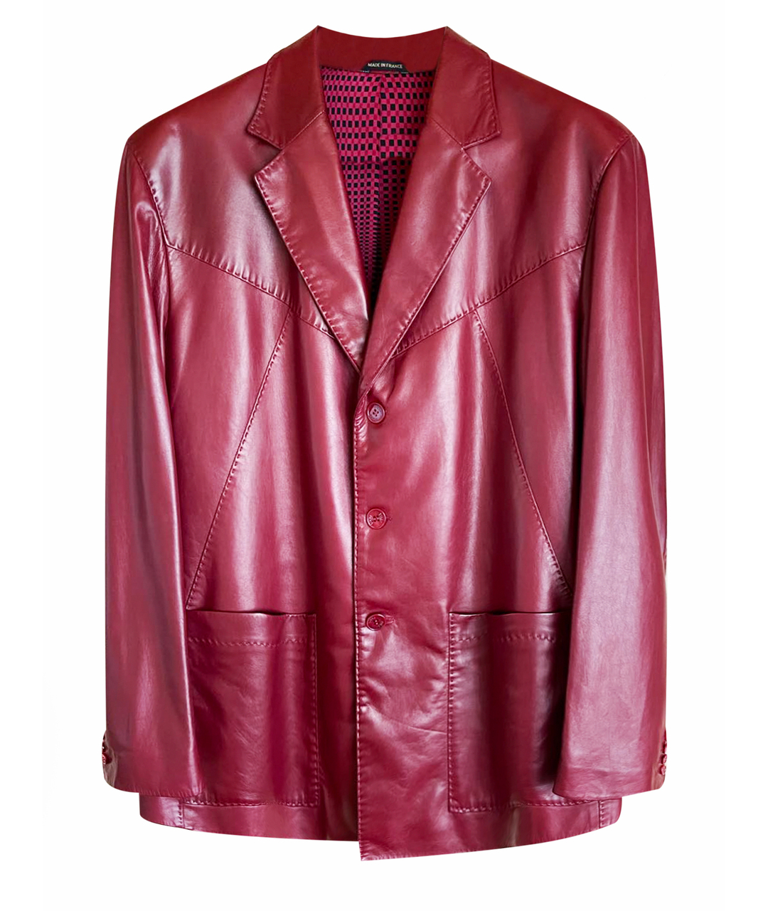ZILLI Бордовый кожаный пиджак, фото 1