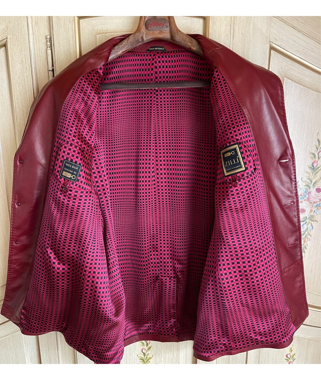 ZILLI Бордовый кожаный пиджак, фото 3