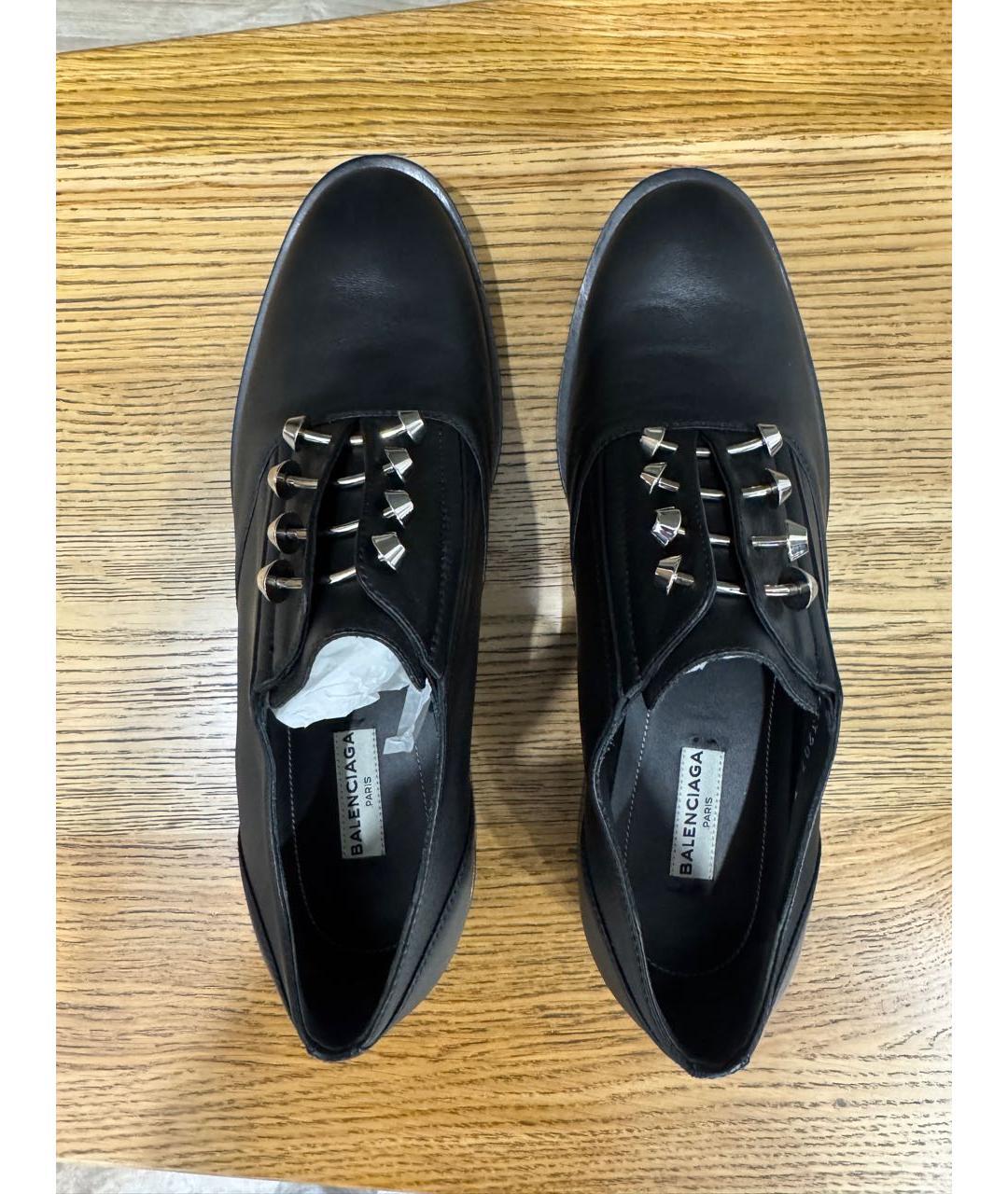 BALENCIAGA Черные кожаные лоферы, фото 3