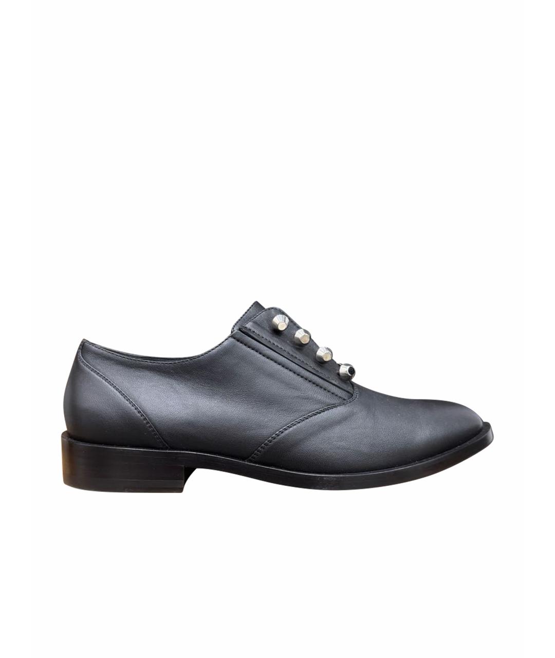 BALENCIAGA Черные кожаные лоферы, фото 1