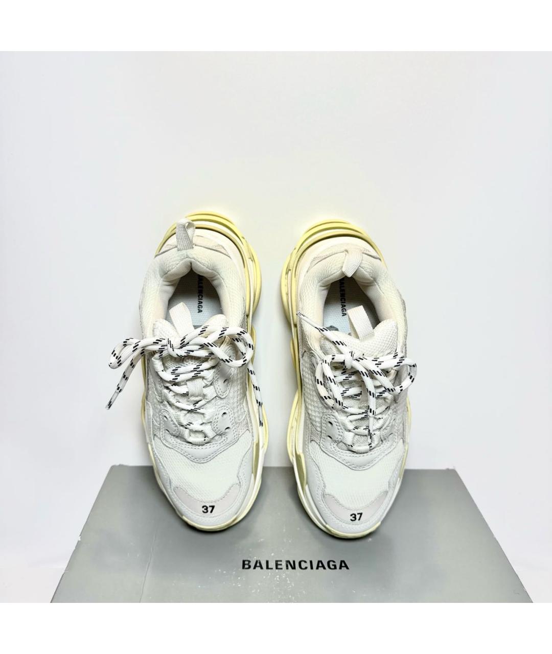 BALENCIAGA Белые кожаные кроссовки, фото 3