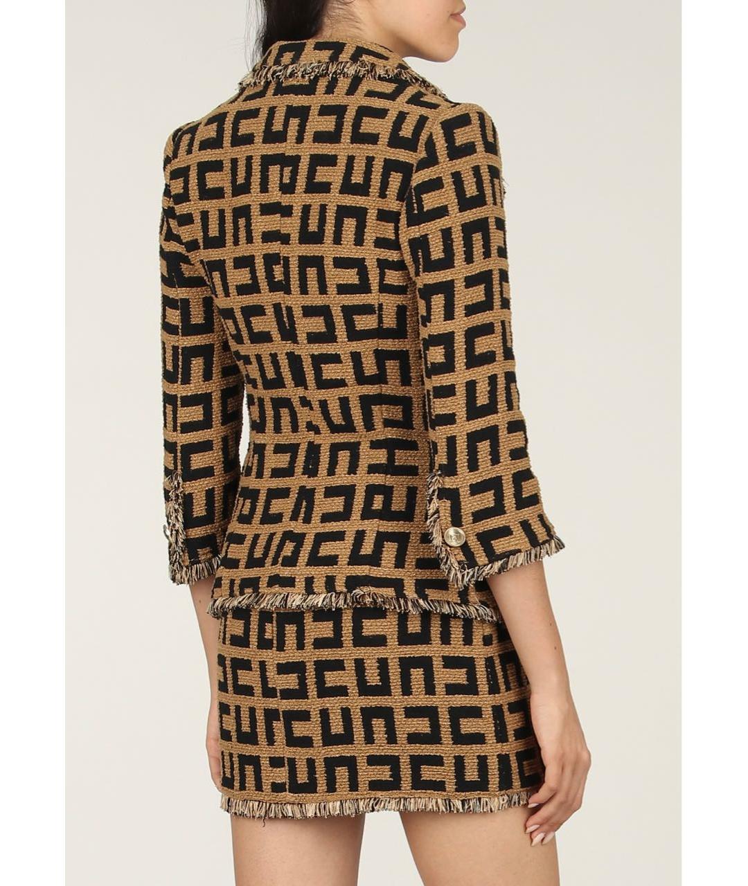 ELISABETTA FRANCHI Коричневый хлопковый костюм с юбками, фото 3