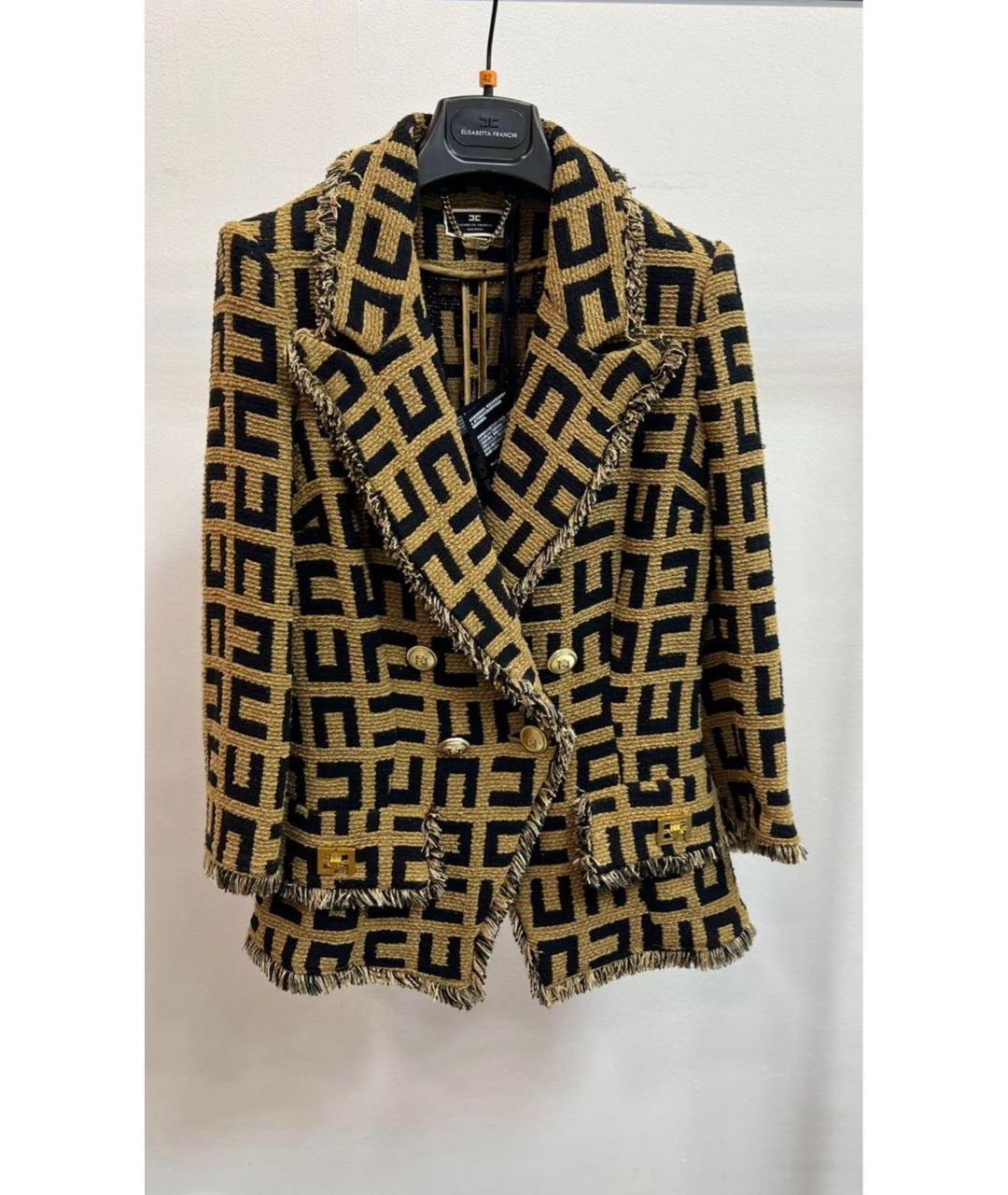 ELISABETTA FRANCHI Коричневый хлопковый костюм с юбками, фото 5