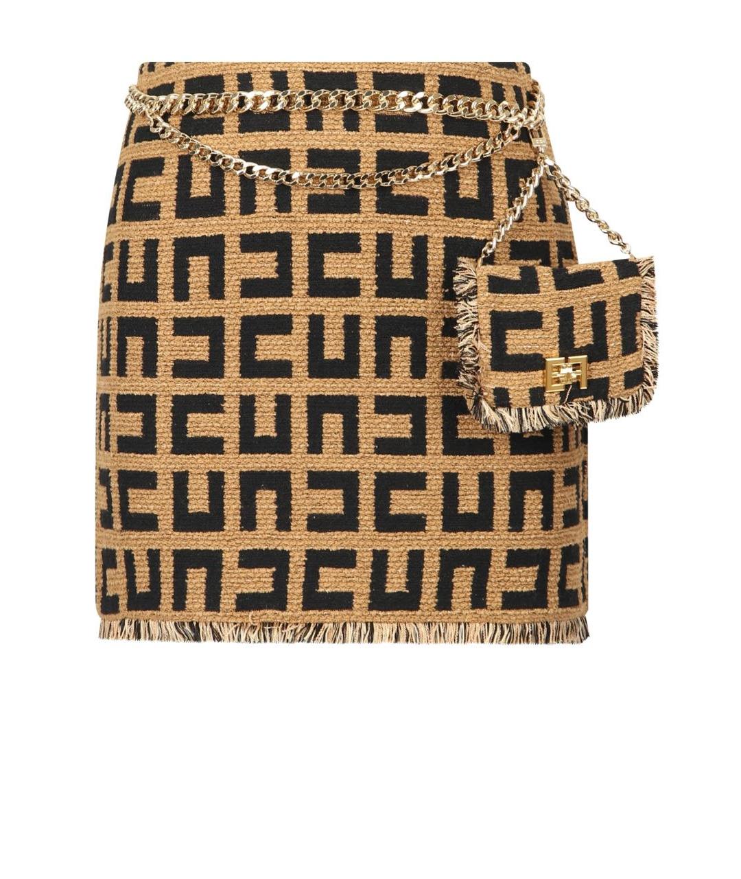 ELISABETTA FRANCHI Коричневый хлопковый костюм с юбками, фото 2