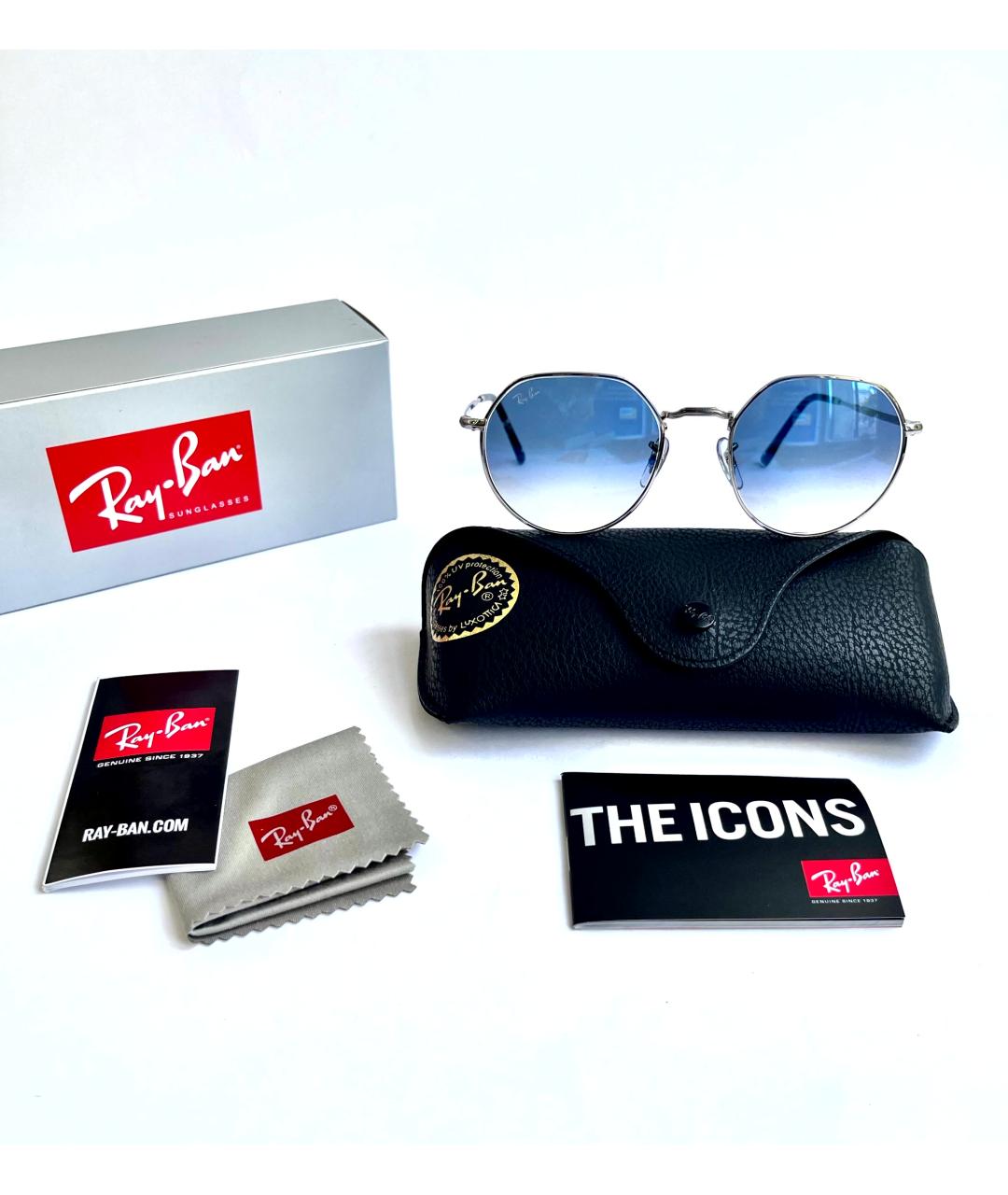 RAY BAN Серебряные металлические солнцезащитные очки, фото 4