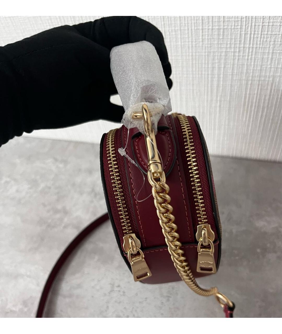 COACH Бордовая сумка с короткими ручками, фото 8