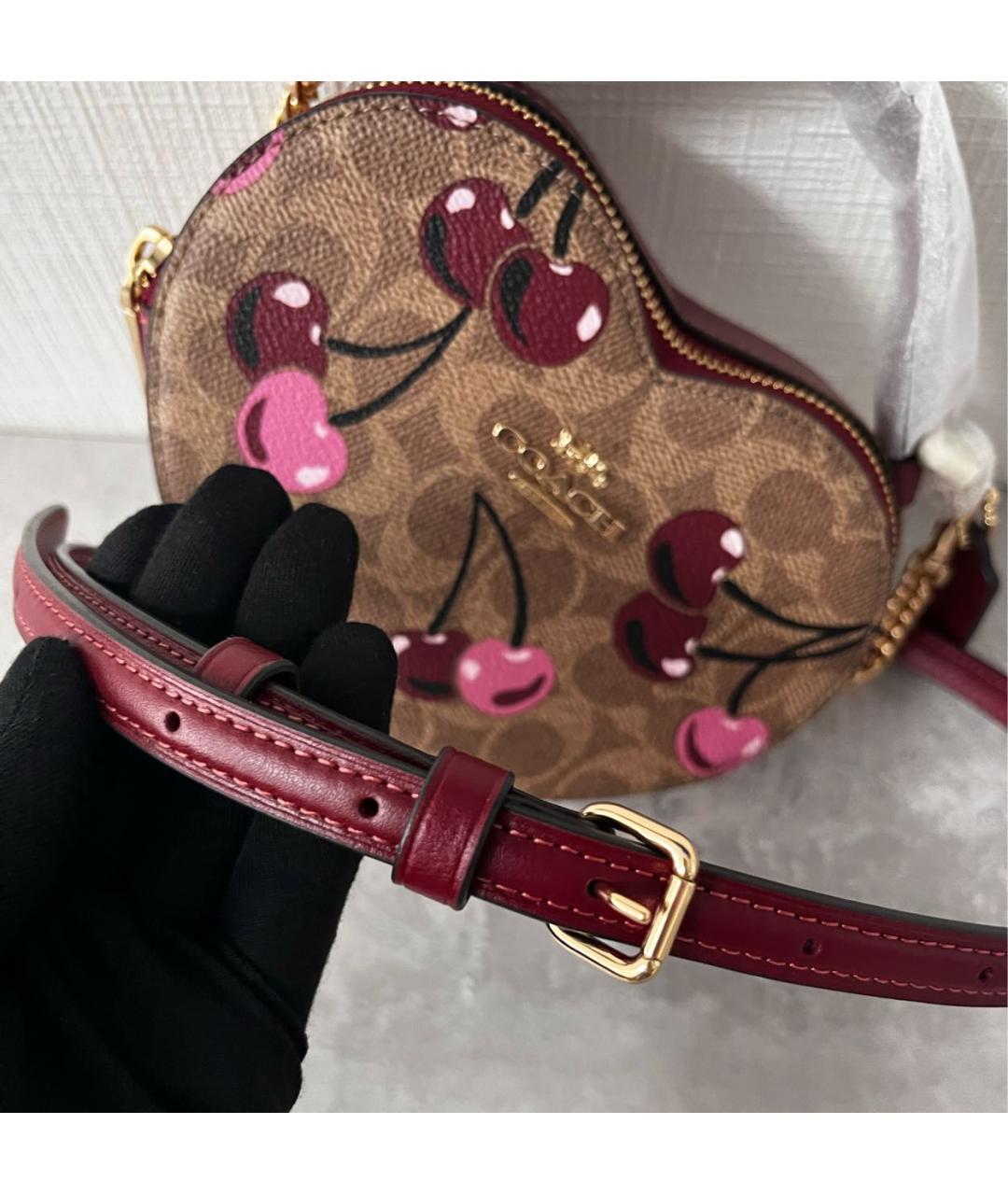 COACH Бордовая сумка с короткими ручками, фото 6