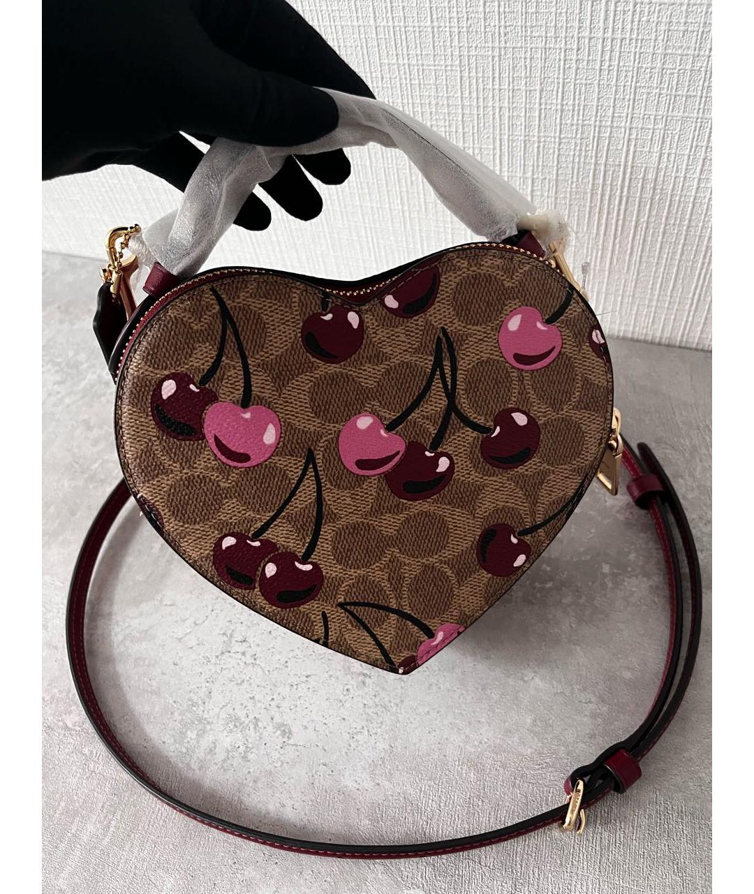 COACH Бордовая сумка с короткими ручками, фото 3