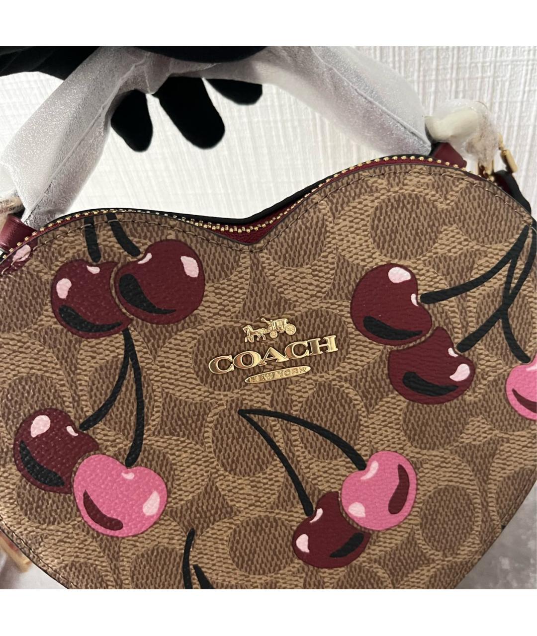COACH Бордовая сумка с короткими ручками, фото 7