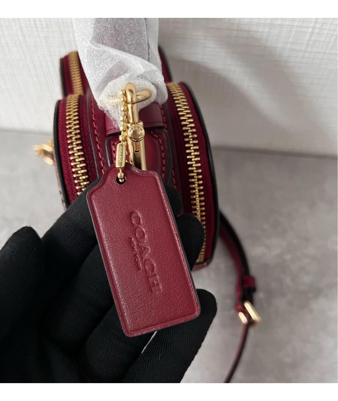 COACH Бордовая сумка с короткими ручками, фото 5