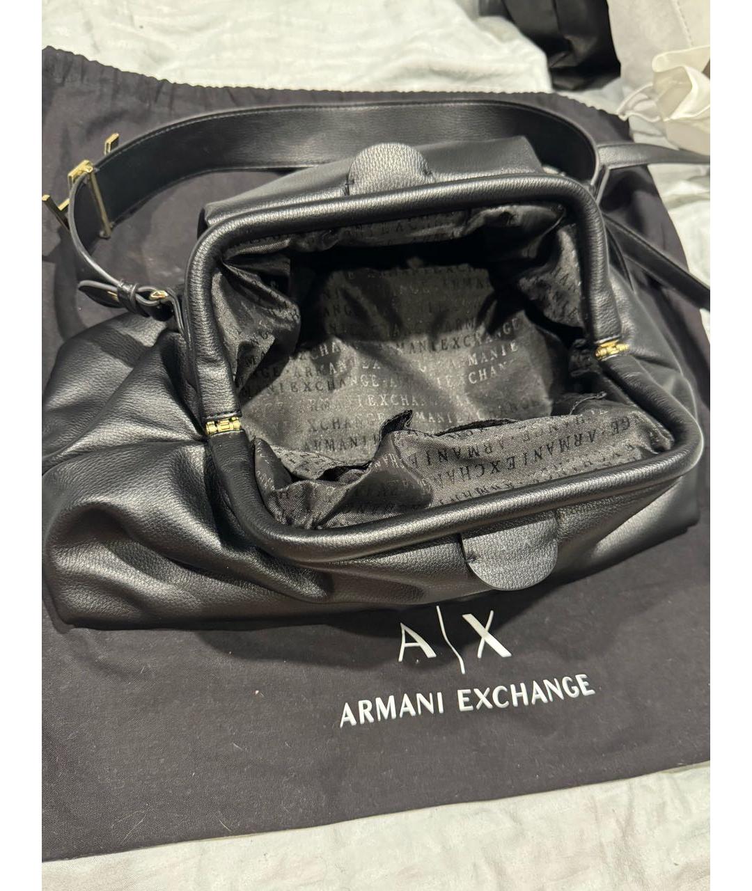 ARMANI EXCHANGE Черная сумка через плечо из искусственной кожи, фото 2