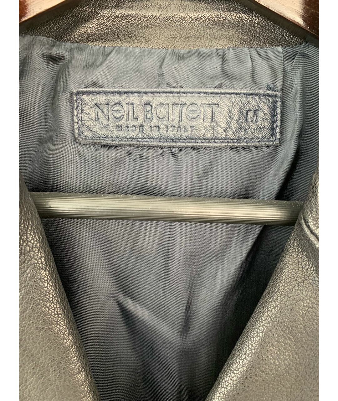 NEIL BARRETT Темно-синяя кожаная куртка, фото 3