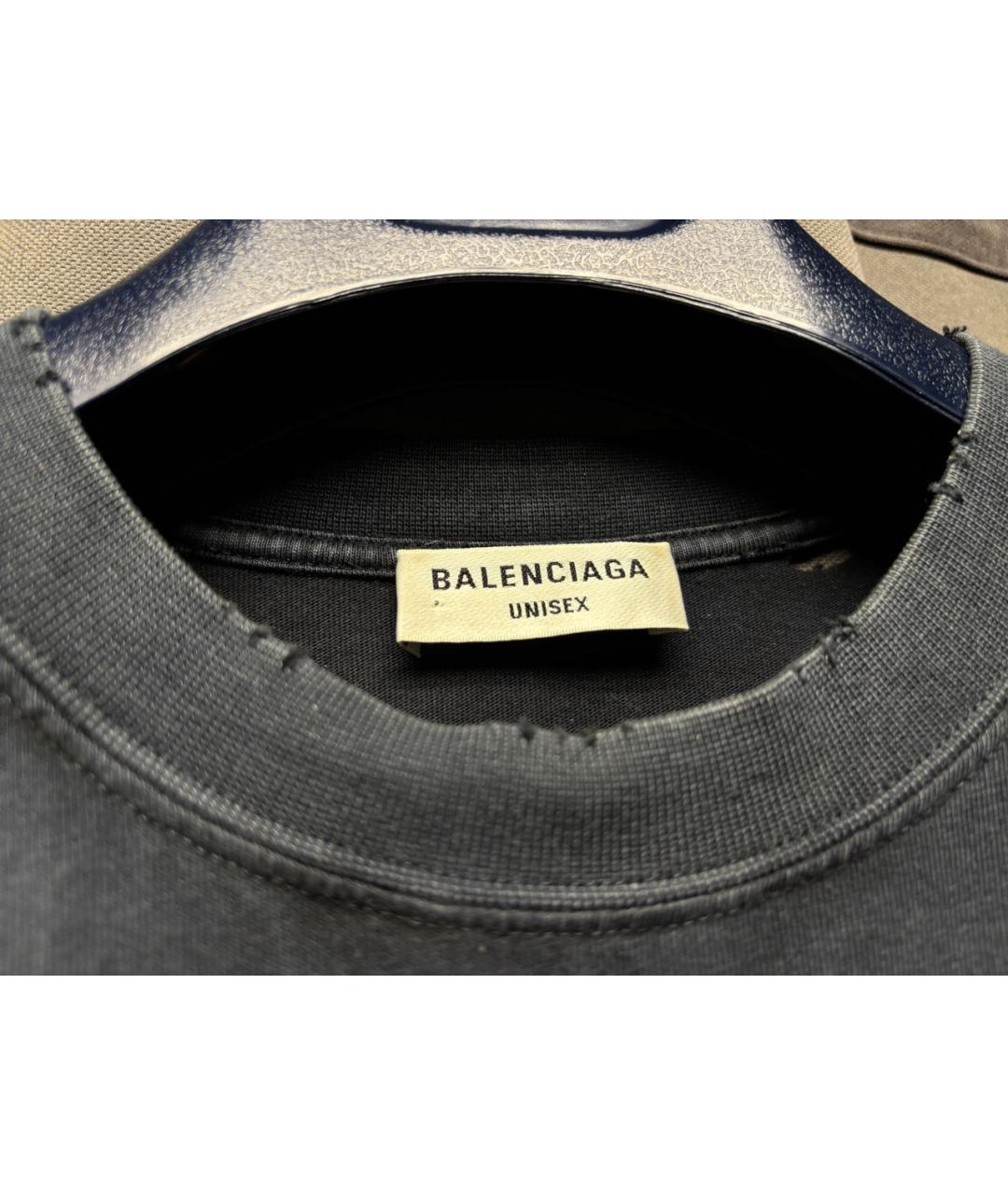 BALENCIAGA Черная хлопко-эластановая футболка, фото 5