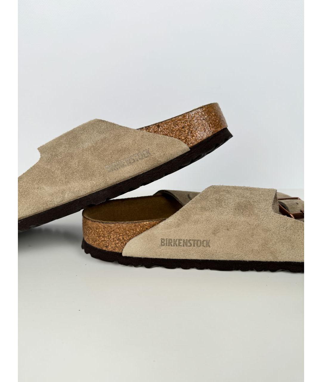 BIRKENSTOCK Бежевые замшевые сандалии, фото 4