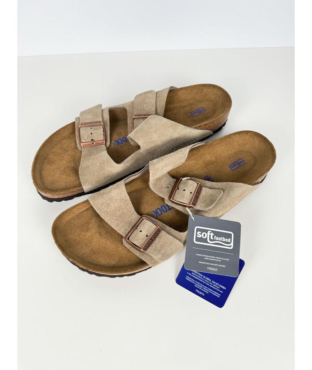 BIRKENSTOCK Бежевые замшевые сандалии, фото 2