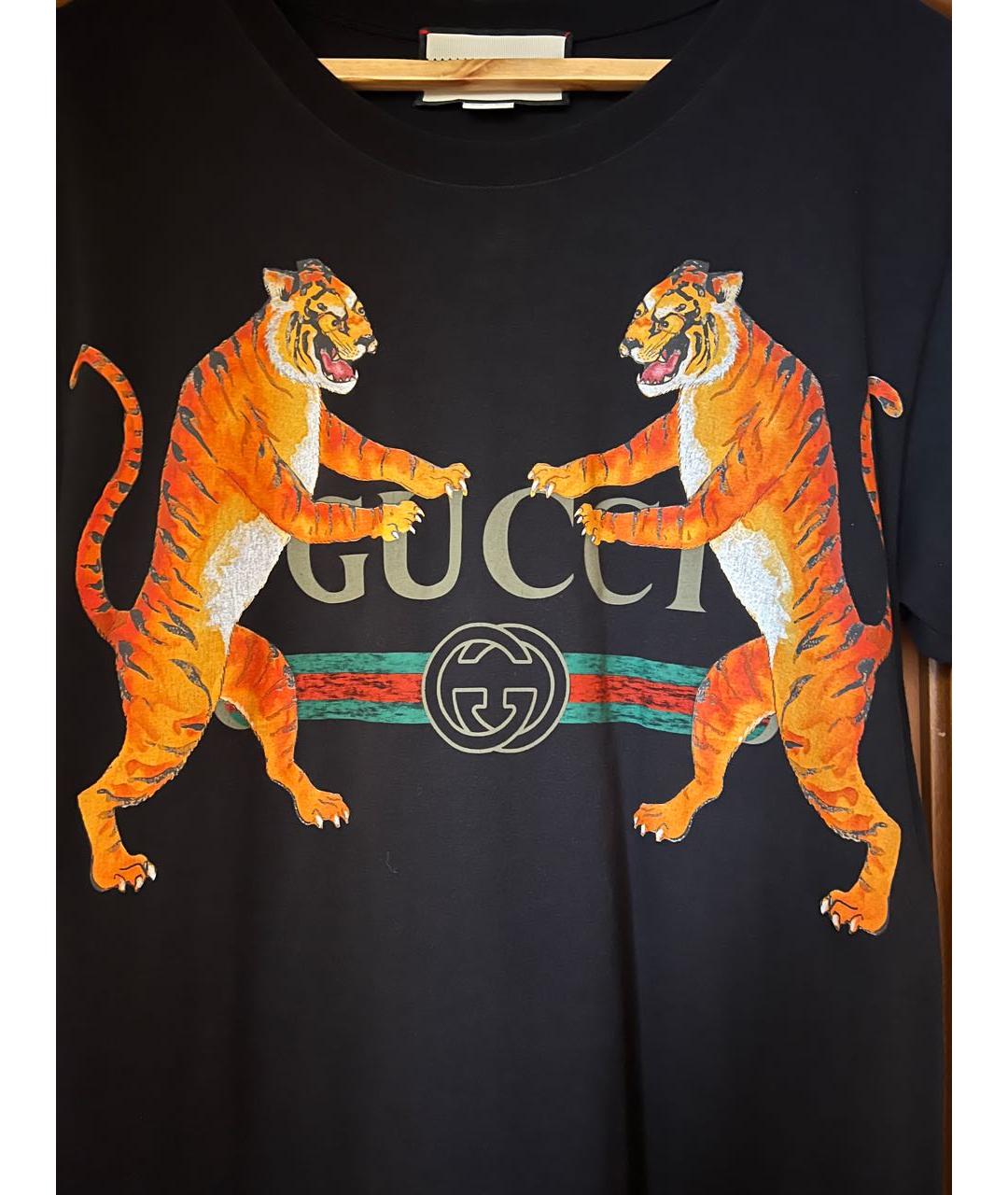 GUCCI Черная хлопковая футболка, фото 3