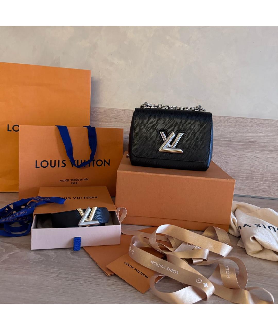 LOUIS VUITTON Черная кожаная сумка через плечо, фото 7