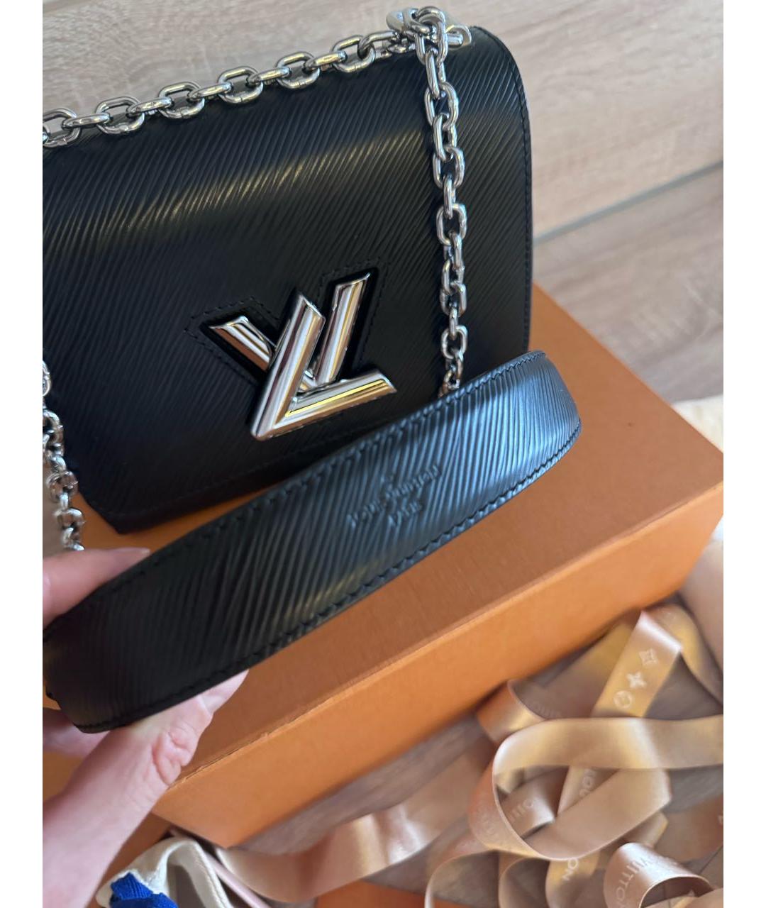 LOUIS VUITTON Черная кожаная сумка через плечо, фото 2