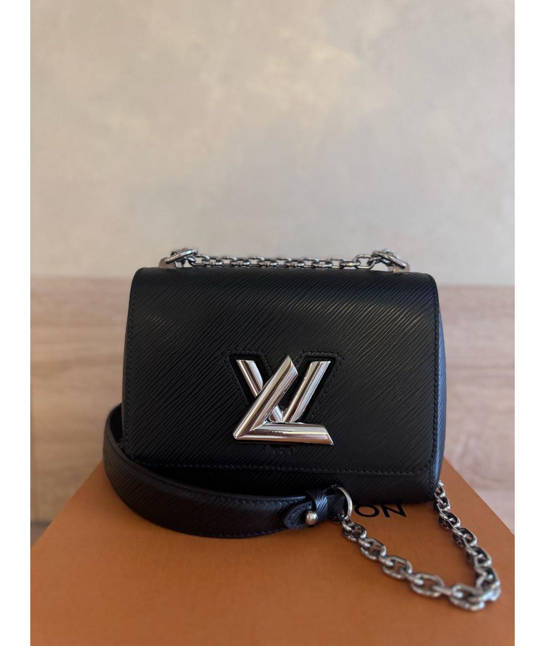 LOUIS VUITTON Черная кожаная сумка через плечо, фото 6