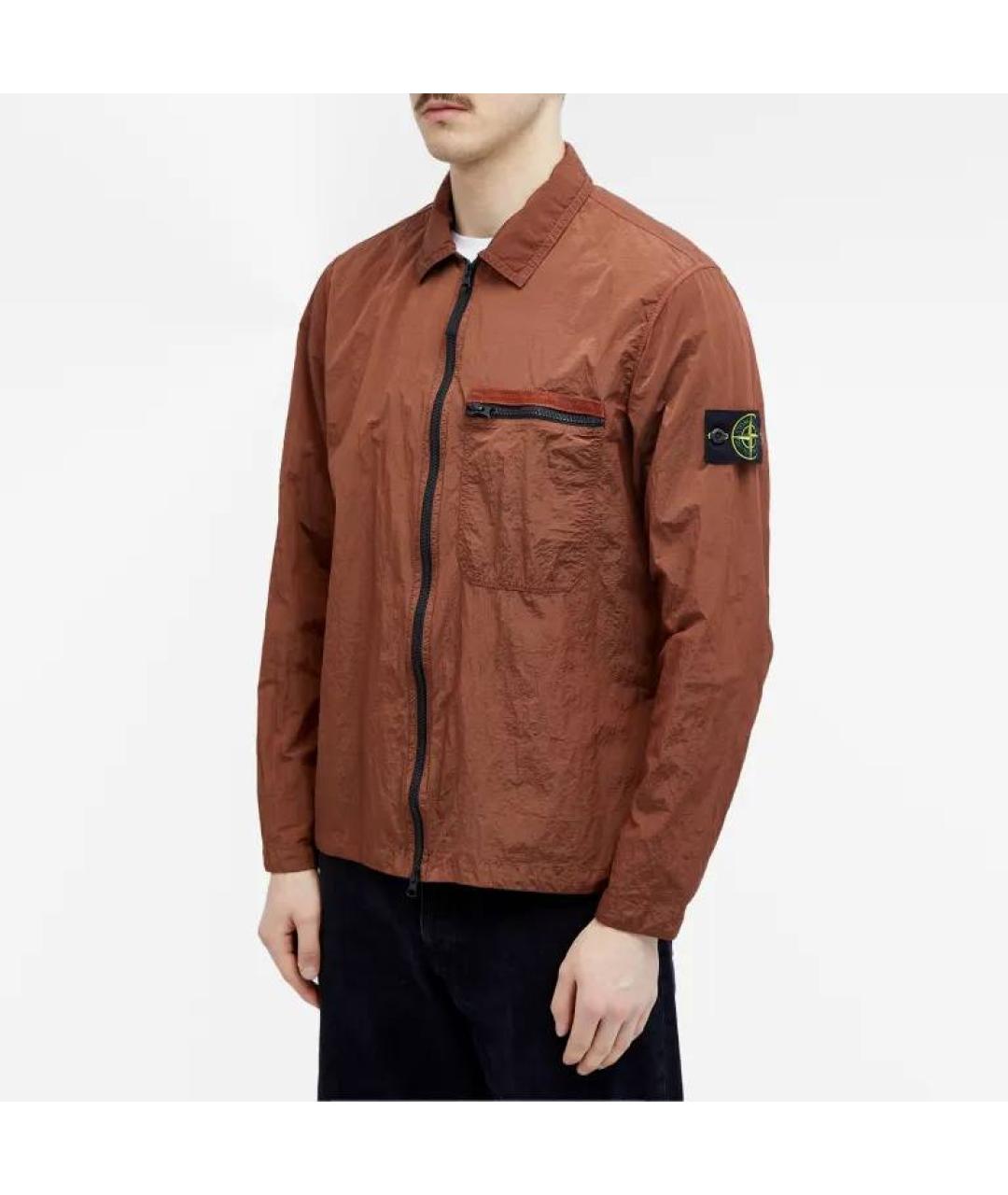 STONE ISLAND Коричневая полиамидовая куртка, фото 8