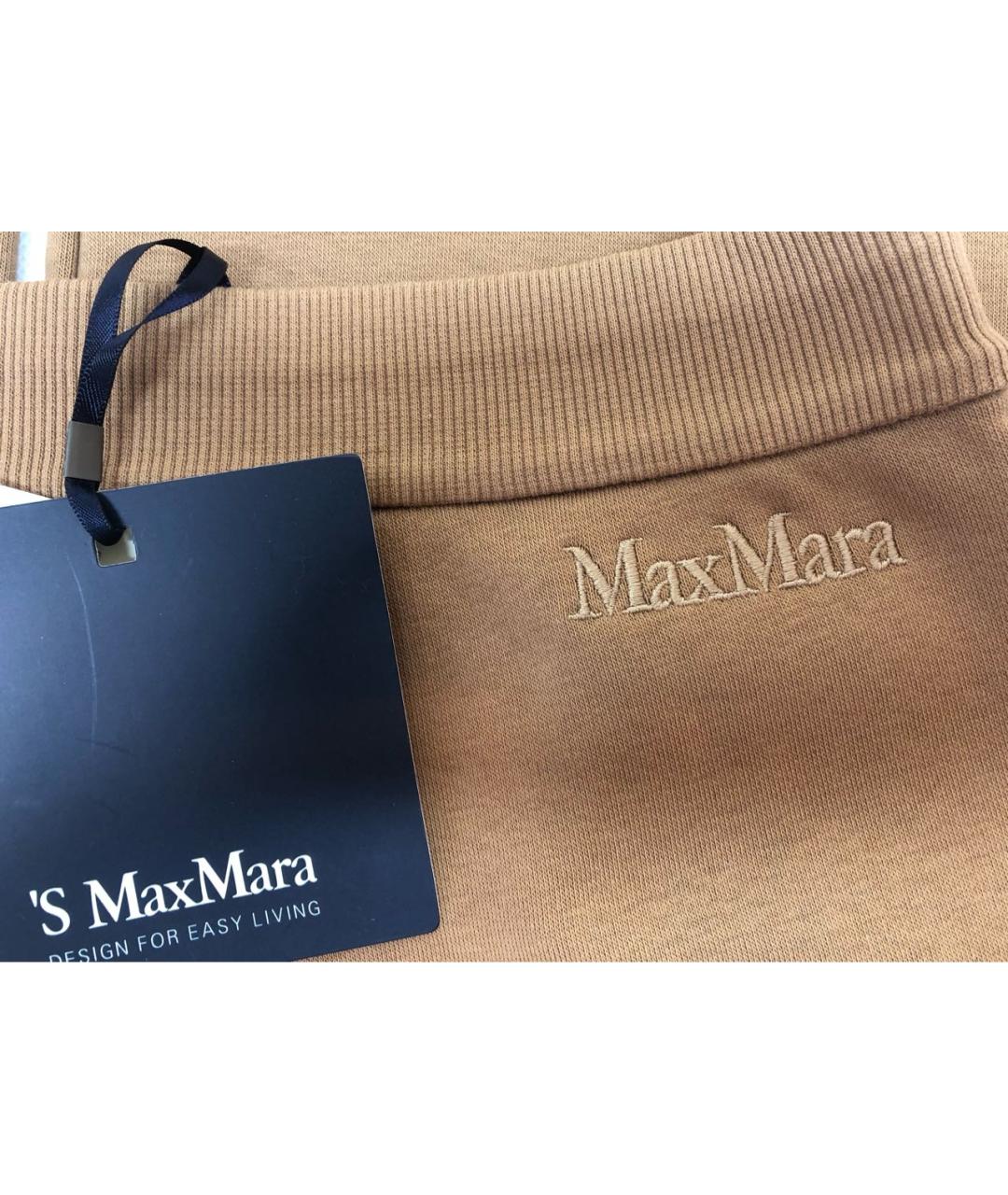 'S MAX MARA Коричневые хлопко-эластановые прямые брюки, фото 4