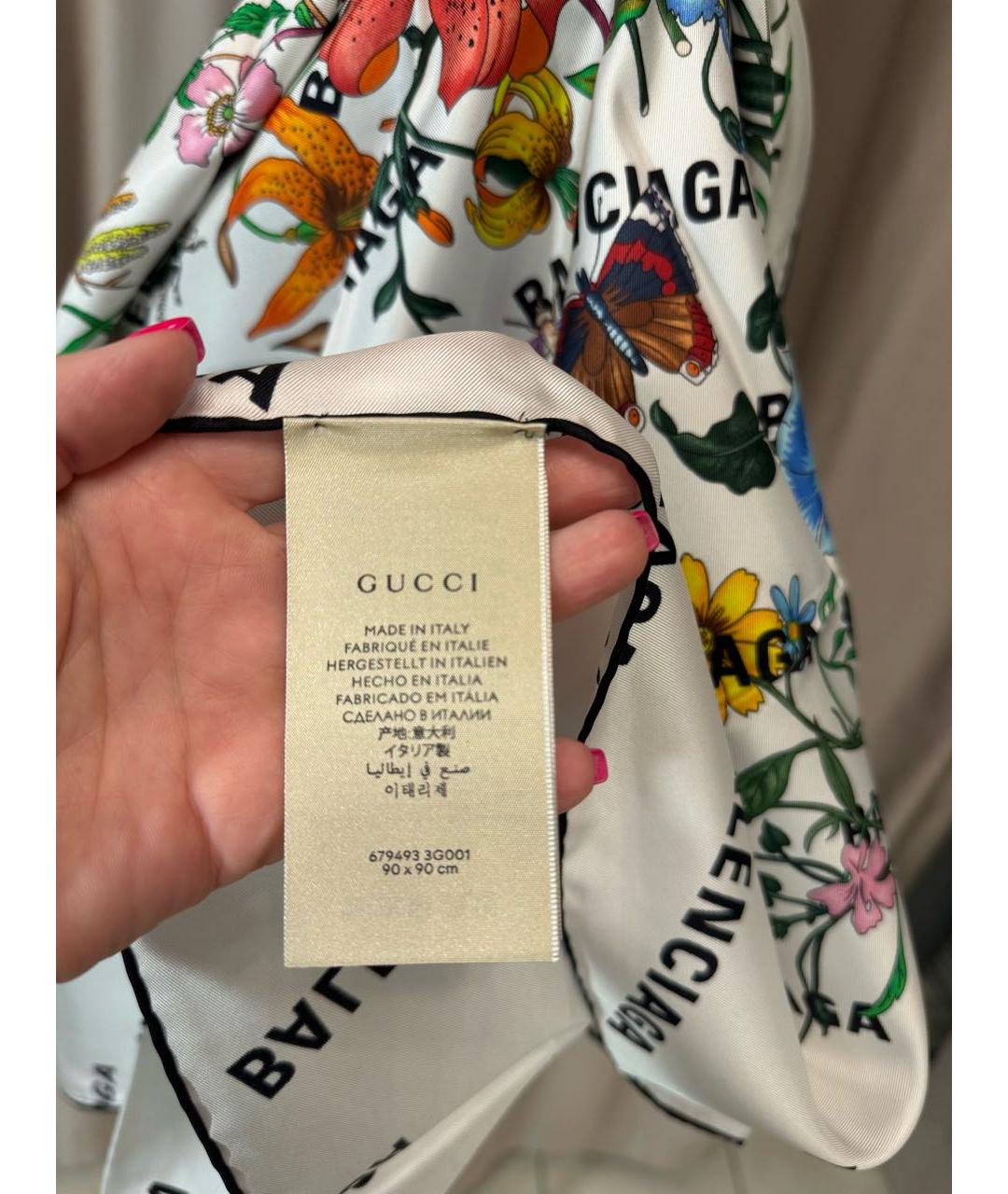 GUCCI Белый шелковый платок, фото 6