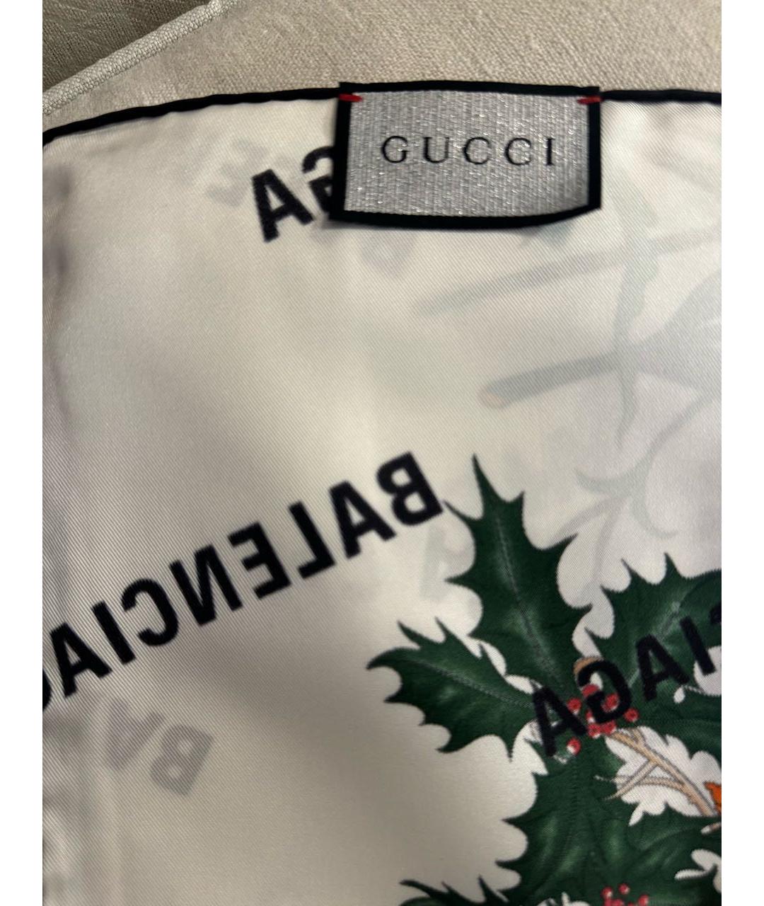 GUCCI Белый шелковый платок, фото 4