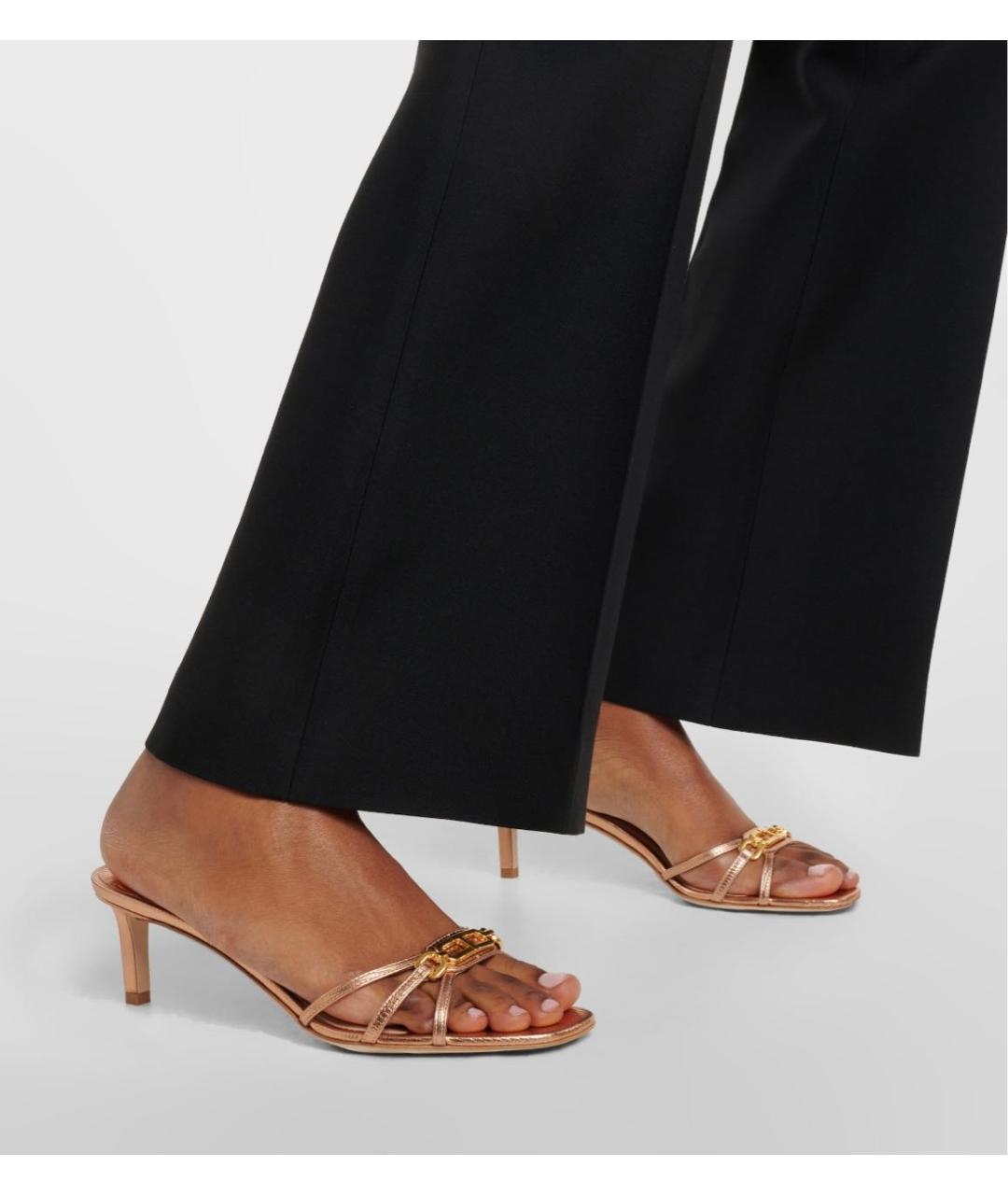 TOM FORD Золотые кожаные мюли, фото 4