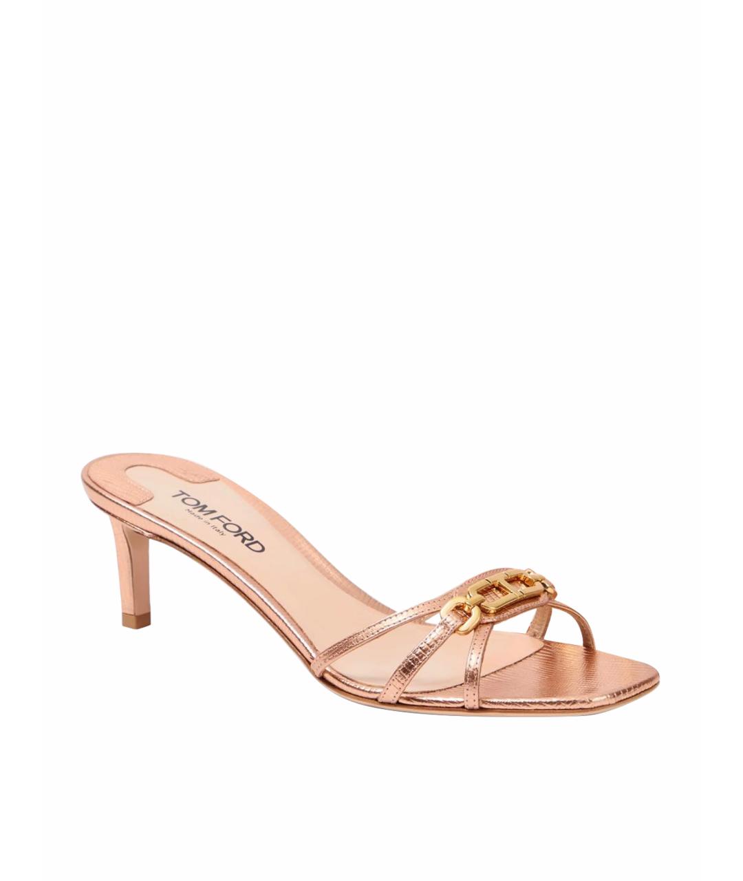 TOM FORD Золотые кожаные мюли, фото 5