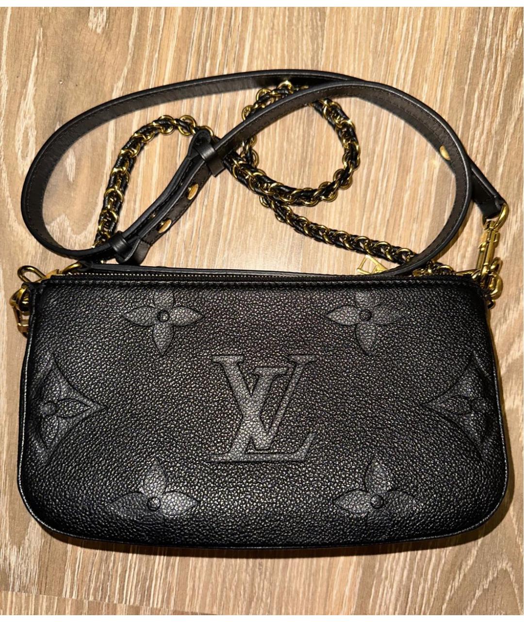 LOUIS VUITTON Черная кожаная сумка через плечо, фото 2