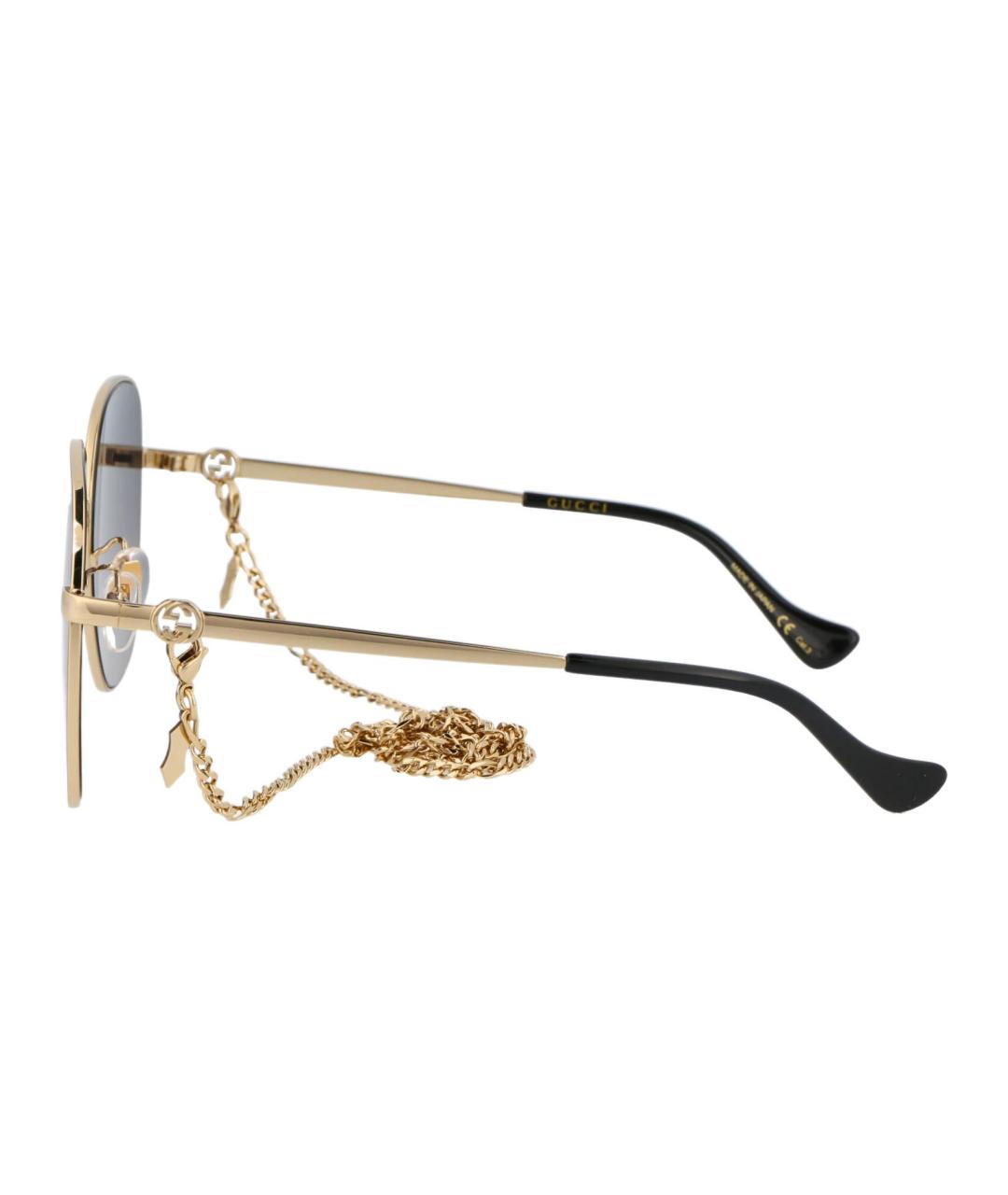 GUCCI Золотые металлические солнцезащитные очки, фото 4