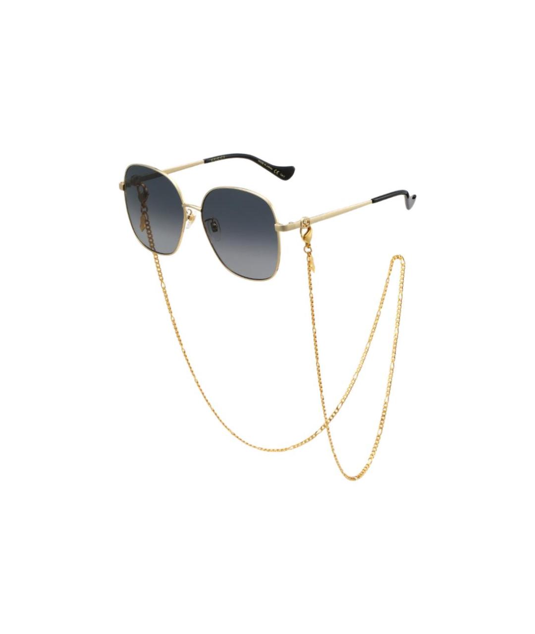 GUCCI Золотые металлические солнцезащитные очки, фото 2