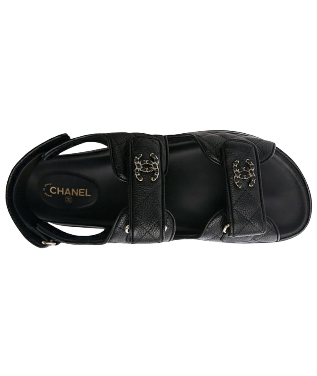 CHANEL Черные кожаные сандалии, фото 4