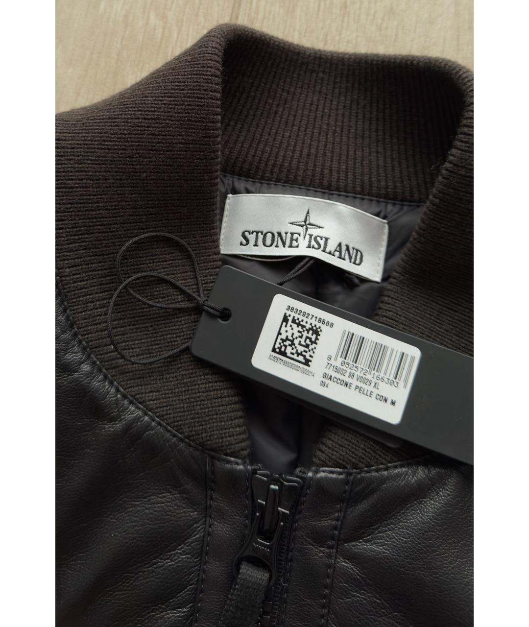 STONE ISLAND Черная кожаная куртка, фото 6