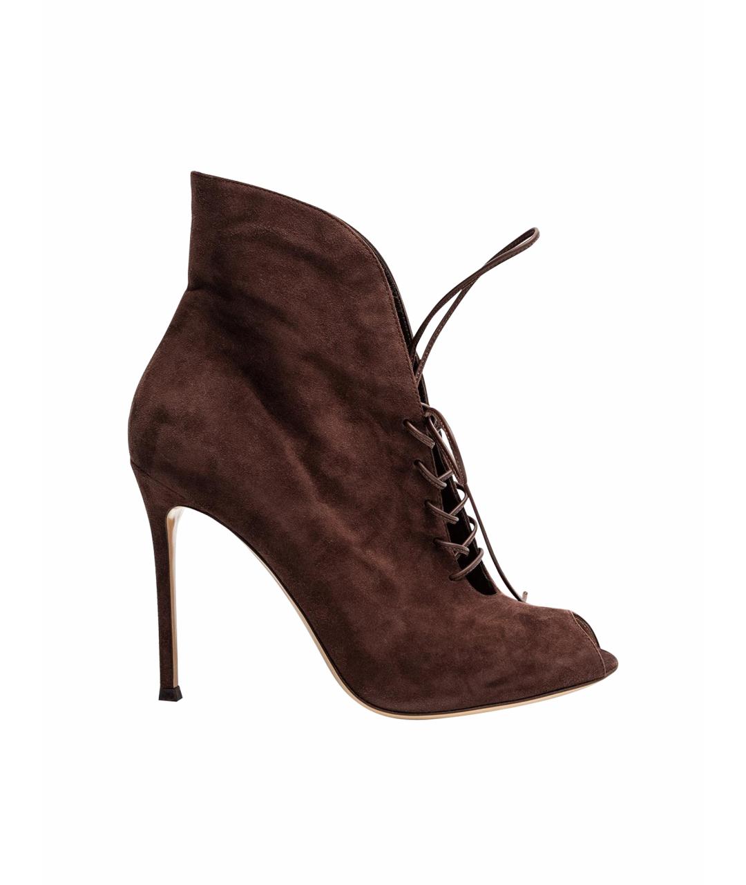 GIANVITO ROSSI Коричневые замшевые ботильоны, фото 1