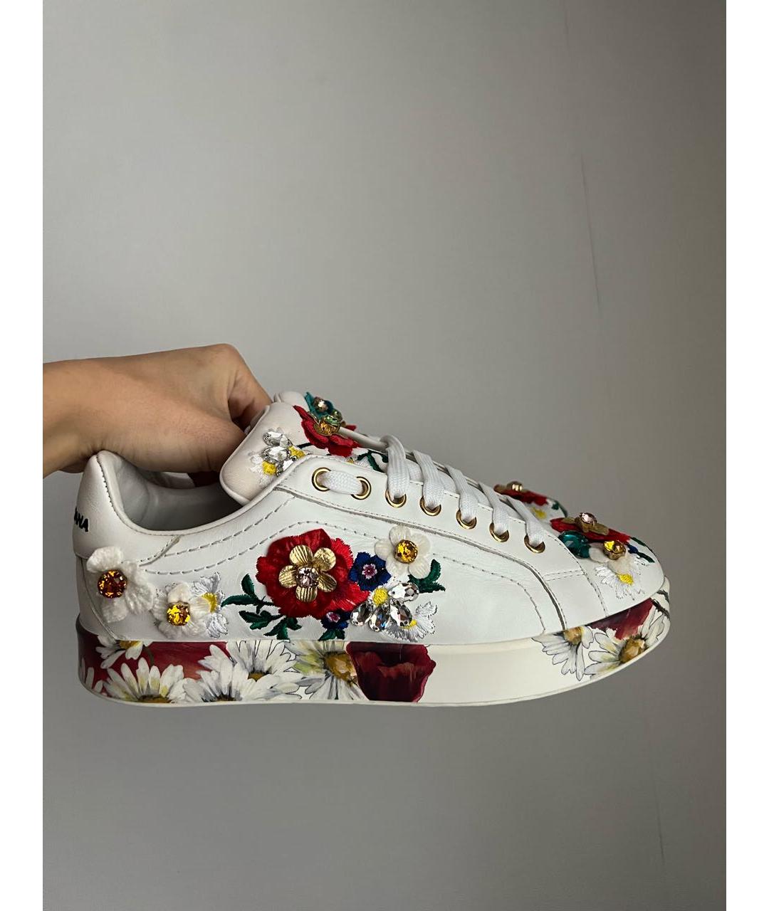 DOLCE&GABBANA Белые кожаные кроссовки, фото 7