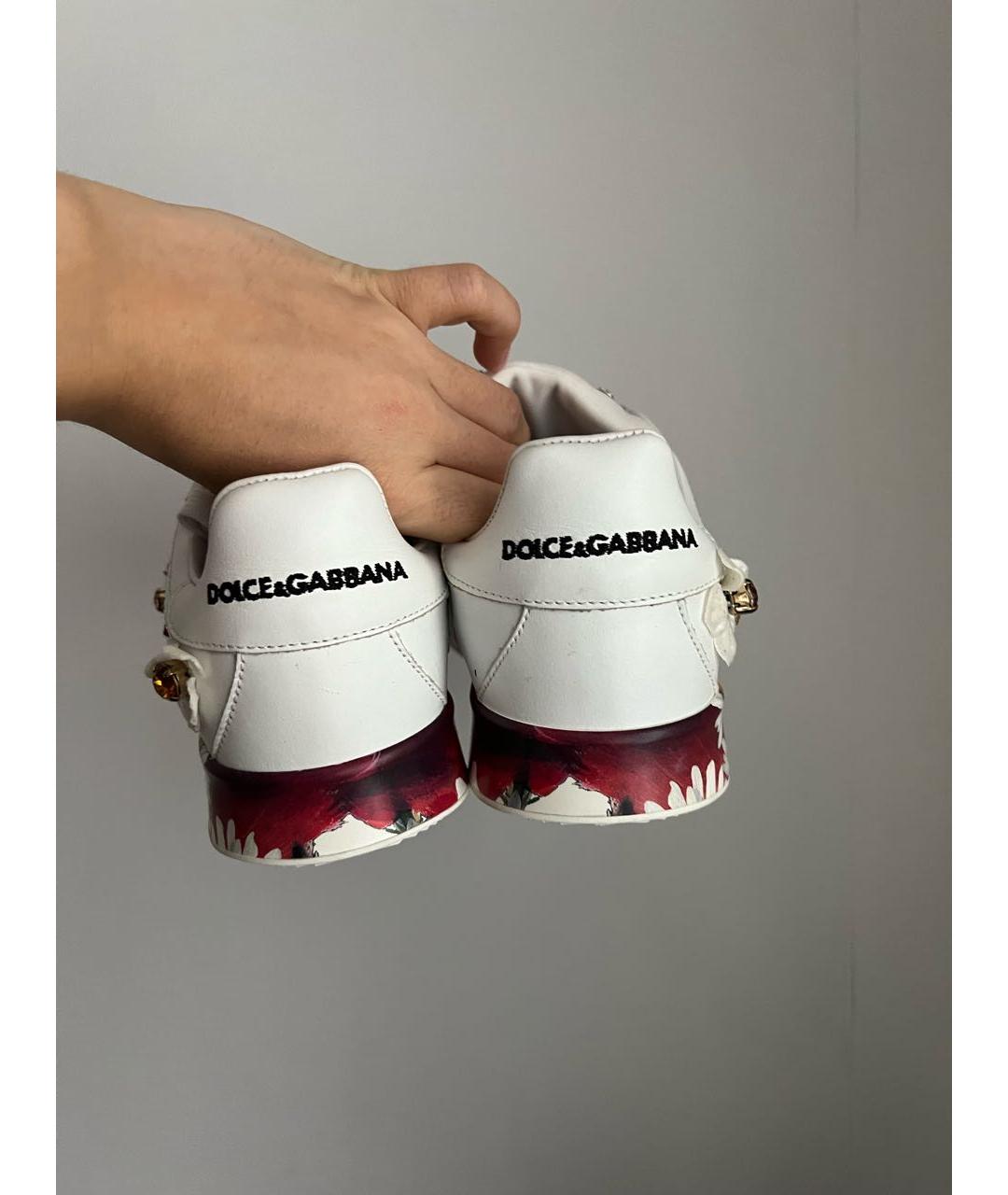DOLCE&GABBANA Белые кожаные кроссовки, фото 3