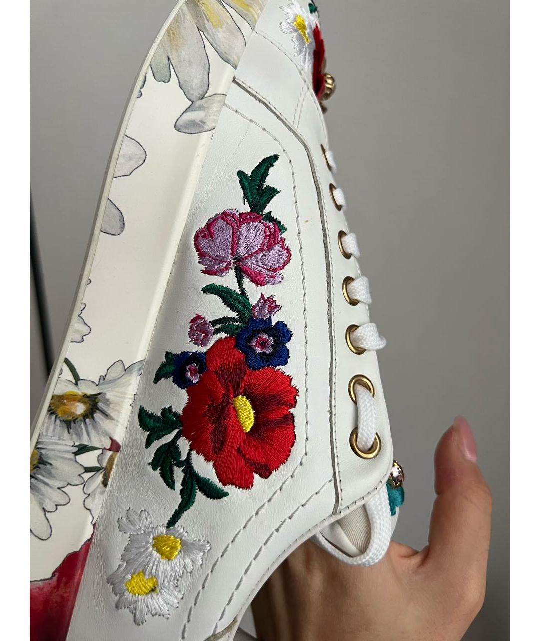 DOLCE&GABBANA Белые кожаные кроссовки, фото 4